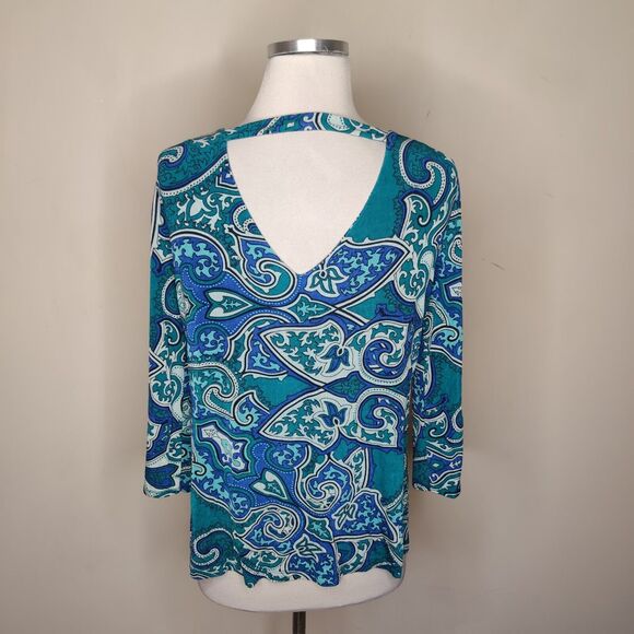 Chico's Travelers Top Floral Stretch Open Back - Picture 8 of 10